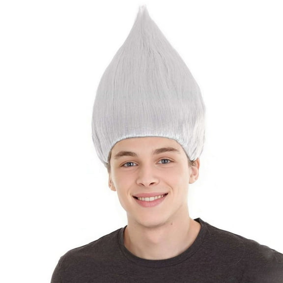 HPO Unisex Teen Troll Wig – White – 1 Count,80s Spiky Synthetic Wig for Halloween & Cosplay