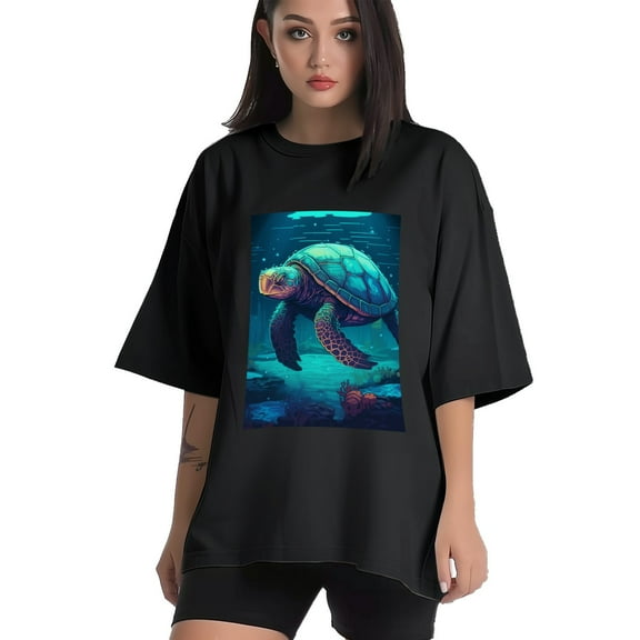 Plus Size Shirt for Women Black Tops for Women Short Sleeves Shirt for Women Turtle T Shirt Crewneck Shirt for Women XS