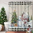 thumbnail image 4 of Shower Curtain 36"W x 72"L Winter Christmas Snowman Bear Xmas Tree Fabric Shower Curtains Set with Hooks Water Repellent Bathroom Curtains Machine Washable Bathroom Accessories, 4 of 9