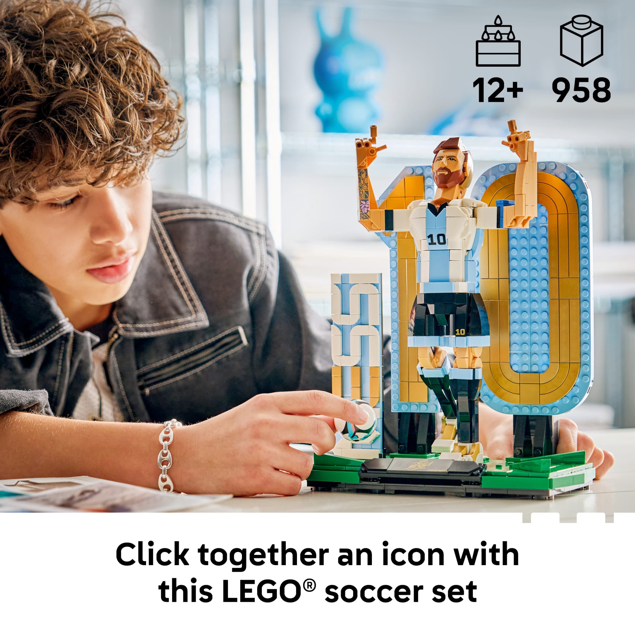 LEGO Editions Lionel Messi – Soccer Legend - Building Set for Boys & Girls, Ages 12+ - Collectible Soccer Gift with Plaque - Kids Bedroom or Shelf Decor - 43015