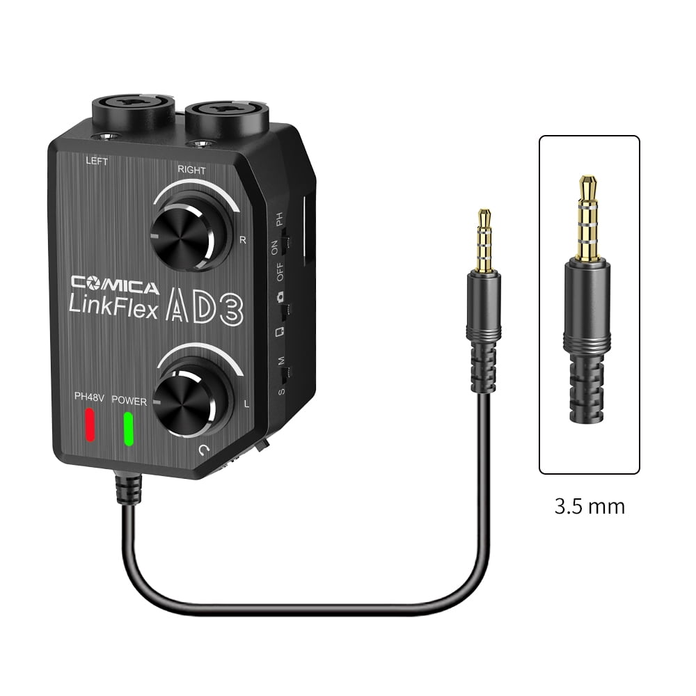 COMICA Microphone Amplifier,Two-Channels XLR/3.5mm/6.35mm-3.5mm Audio Audio Audio Preamp Preamp 3.5mm DSLR Preamp AD3 Two-Channels XLR/3.5mm/6.35mm-3.5mm XLR/3.5mm/6.35mm-3.5mm Audio Preamp