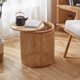thumbnail image 3 of Mesa de centro tejida de ratán de madera maciza para el hogar, mueble moderno para sala de estar, sofá, mesa de té Vintage creativa, cesta de almacenamiento Circular, 3 of 4