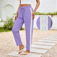 thumbnail image 5 of hlysgo Track Pants for Women Casual Elastic Drawstring Waist Pant Lightweight Baggy Workout Trousers with Pockets Purple,M, 5 of 6