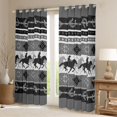 thumbnail image 2 of Homewish Grey Fashion Aztec Black Out Curtains, Western Tribal Cowgirl Curtains Pack of 2 (42x63 Each), Rustic Farmhouse Horse Bedroom Curtains, Window Curtains Decor, 2 of 6