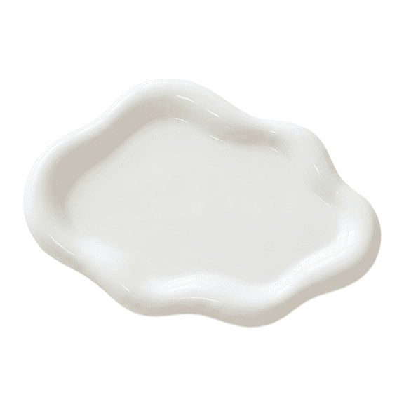 White Irregular Cloud Shaped Ceramic Ring Holder Dish, Jewelry Dish, Trinket Storage Organizer Plate