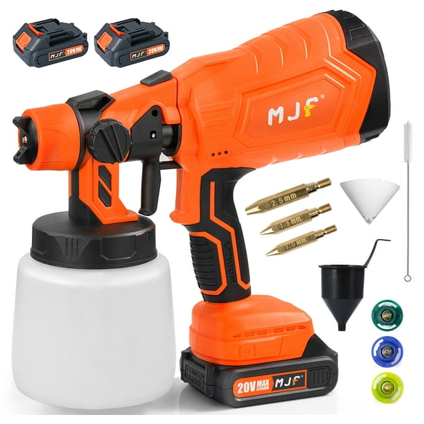 MJF Cordless Paint Sprayer, with 2 * 20V 2.0Ah Batteries, Includes 4