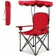 thumbnail image 3 of Silla de Camping Plegable Costway con Toldo de Sombra y Portavasos Carga 120 kg para Patio Campamento 53,5 x 53,5 x 130 cm Rojo, 3 of 7
