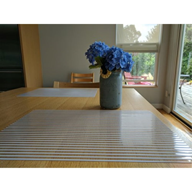 Clear Vinyl Stripe Placemats, Set of 4 (White)