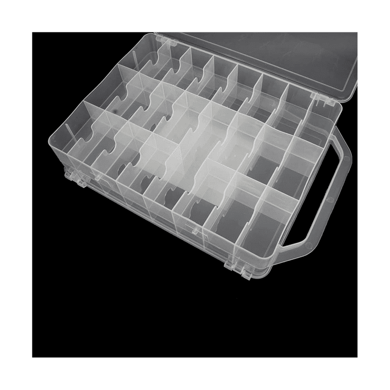 ckepdyeh 46 Grids Sewing Organizer, Double Sided Thread Box Storage,  Portable Clear Plastic Organizer Box (Clear)