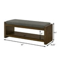 thumbnail image 7 of GZXS Mid Century Modern Accent Bench, Wooden Storage Shoe Bench Ottoman with Open Shelf and Granite Color Seating Cushion, 47"L x 16.25"W x 18.5"H, 7 of 7