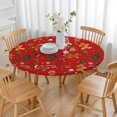 thumbnail image 3 of Red Christmas Gingerbread Man Pattern Round Fitted Tablecloth with Elastic Edge,Dining Table Cover Waterproof,Outdoor Round Tablecloth for Camping,Dining,Indoor and Outdoor, 3 of 7