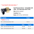 thumbnail image 2 of Fuel Pressure Sensor - Compatible with 2008 - 2014 Mercedes-Benz C300 2009 2010 2011 2012 2013, 2 of 2