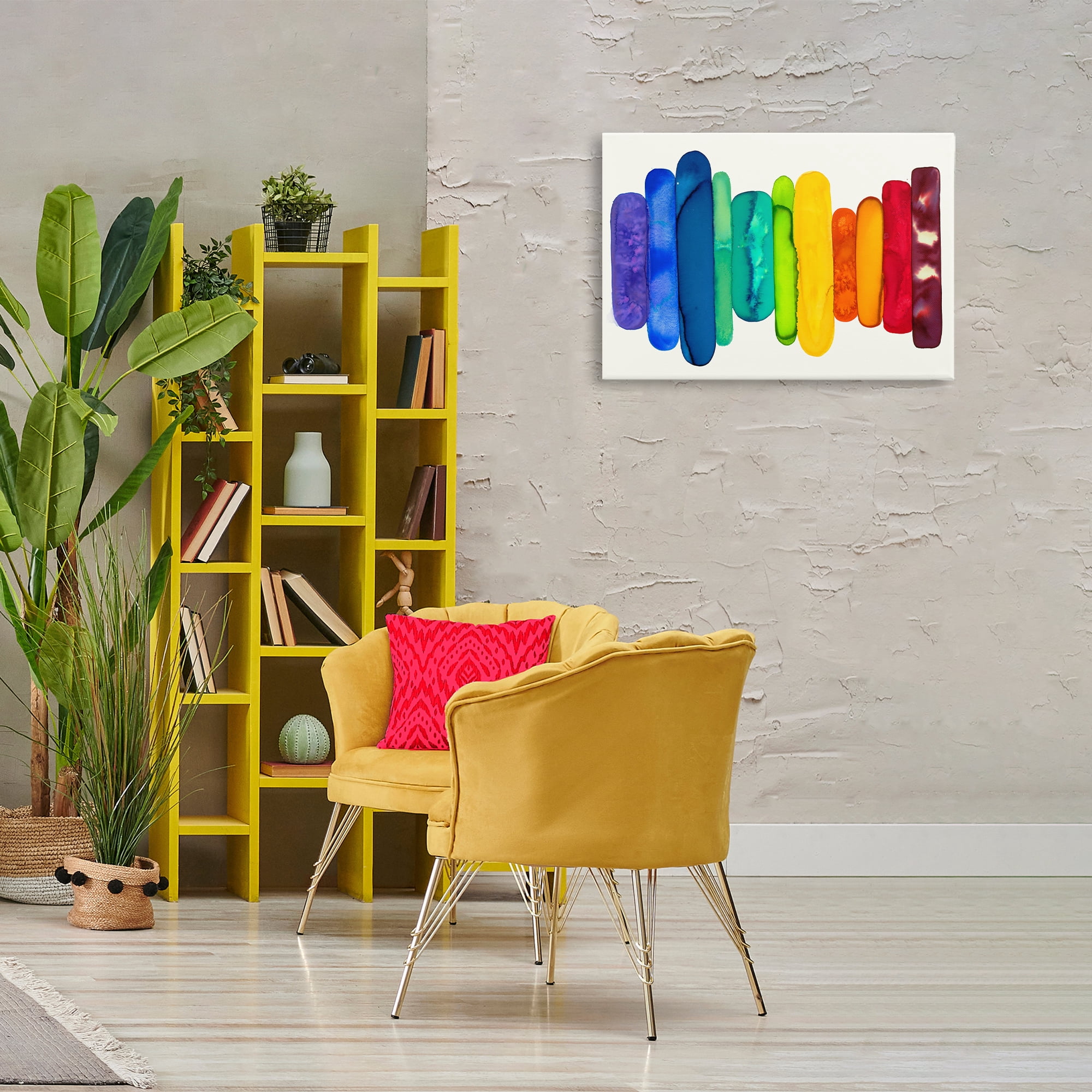 Stupell Industries Rainbow Ombre Shapes Abstract Painting Gallery Wrapped Canvas Art Print Wall Art, 30 x 20