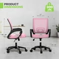 thumbnail image 3 of SLSRFD Office Computer Desk Chair 2pcs, Ergonomic Mesh Office Chair, Mid-Back Adjustable Rolling Chair with Lumbar Support & Comfy Armrest for Gaming, Home Work, Study, 300 Lbs Capacity, Pink, 3 of 11