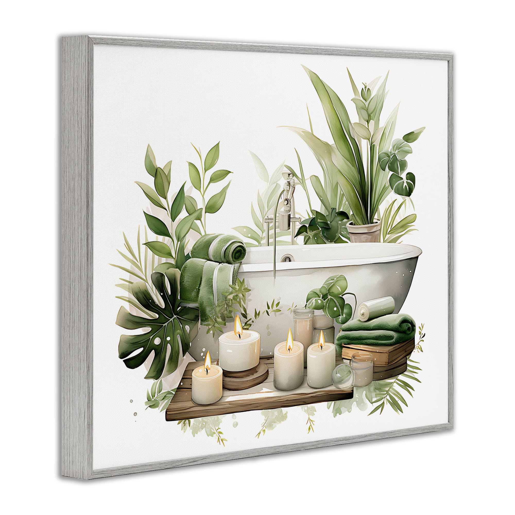 Tropical Zen Bathtub Gray Framed Giclee Art, design by Lettered and Lined