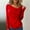 Red, variant on Women's V-Neck Knitted Long-Sleeved Shirts, Pleated Soft Top, Fashion Outerwear for Fall