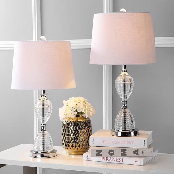 JONATHAN Y Aubrey 24" Crystal LED Table Lamp, Clear (Set of 2), JYL2045A-SET2