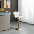 thumbnail image 5 of Exquisite Swivel Bar Stools Modern Velvet Padded Adjustable Counter Height Bar Chairs with Soft Back and Gold Footrest for Kitchen Dining Room Living Room & Home Office,Ivory, 5 of 7