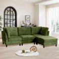 thumbnail image 4 of Soscana 99" Sectional Sofa Couch with Reversible Ottoman for Living Room,Chenille L Shaped 4 Seater,Fits for Living Room,Apartment,Office,Studio, Green, 4 of 9
