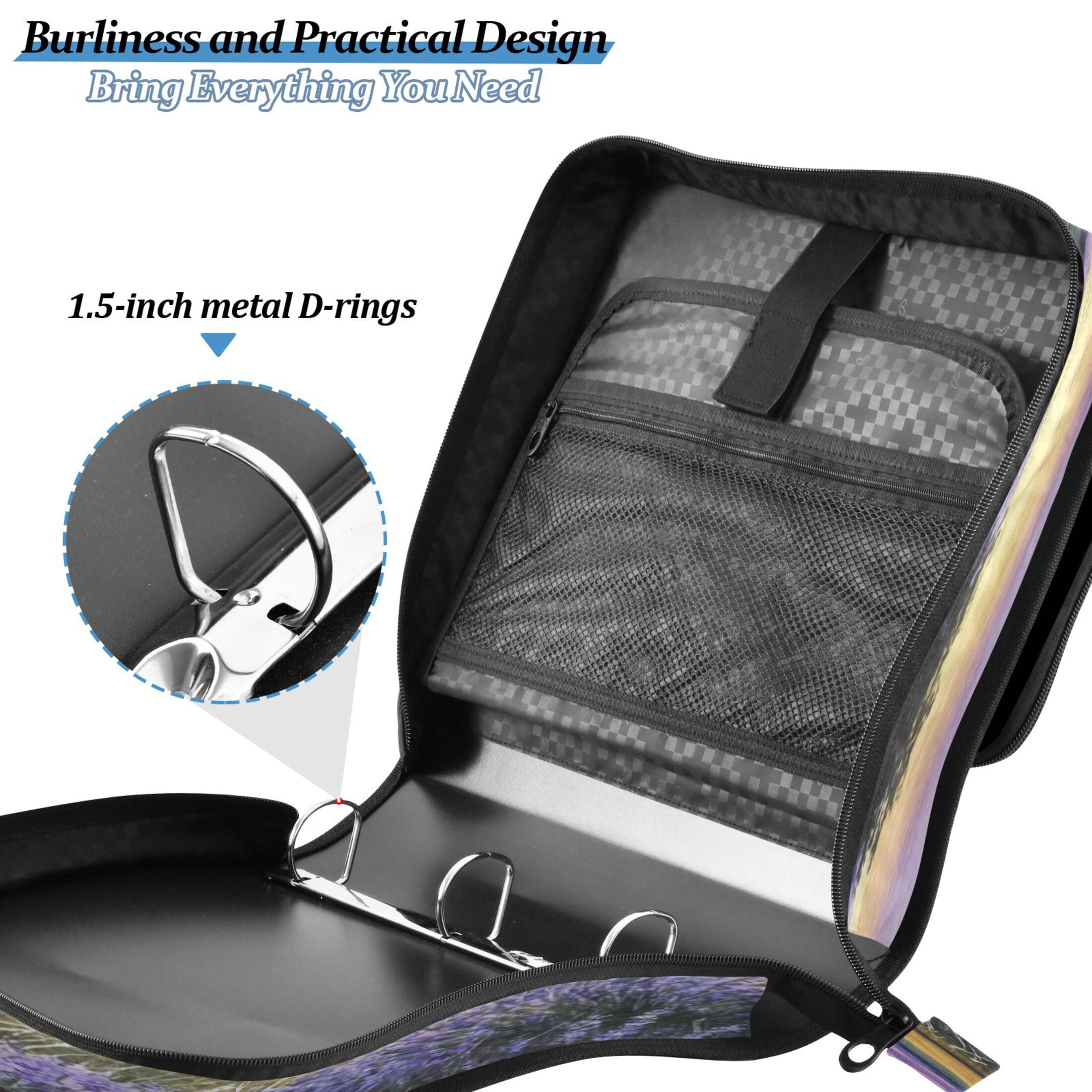 Zipper Binder 3 Rings Stationery Office Files Daily Organizer File Folder Storage Bag Groups Of Lavenders