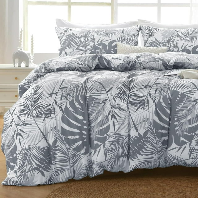 Duvet Cover Queen Size Reversible Floral Duvet Cover Set with Zipper Closure Pieces Botanical Patterns Soft Microfiber Bedding Set (&#;x Pillow Cases &#;×&#