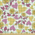 thumbnail image 2 of Floral Sofa Upholstery Fabric by the Yard, Romantic Style Bicolor Hearts and Blooming Roses Valentine's Day, Decorative Fabric for DIY and Home Accents, Mustard Pink by Ambesonne, 2 of 5