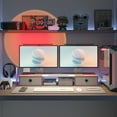 thumbnail image 3 of JAFUSI Dual Monitor Stand with Drawers for Desk, Monitor Stand Riser for 2 Monitors,Pink, 3 of 7