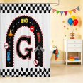 thumbnail image 2 of Erosebridal Alphabet Letter Shower Curtain 72Wx78L, Race Car Bath Curtain, Black G, 2 of 5
