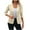 Beige, variant on Mgmyaa Women's Blazer Fashion Casual Fake Pocket Buttoned 3/4 Sleeve Lapel Slim Fit Button Open Front Suit Jackets Officewear