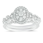 Forever Bride 1/2 Cttw Diamond Oval Bridal Set in 10K White Gold