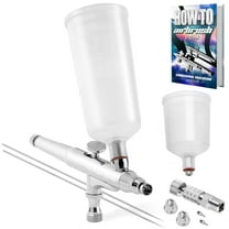 PointZero Dual Action Gravity-Feed 20cc and 40cc Airbrush Set with 3 Nozzle sets (0.2, 0.3, & 0.5mm Needles Fluid Tips and Air Caps)
