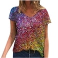thumbnail image 2 of CEHVOM Mode Femme Col en V Été Manches Courtes Hauts à Imprimés Papillons T-Shirt Ample, 2 of 5