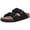 Black, variant on Litfun Women's Cork Footbed Slide Sandals with Arch Support Summer Leather Flat Sandals with Adjustable Buckle, Brown