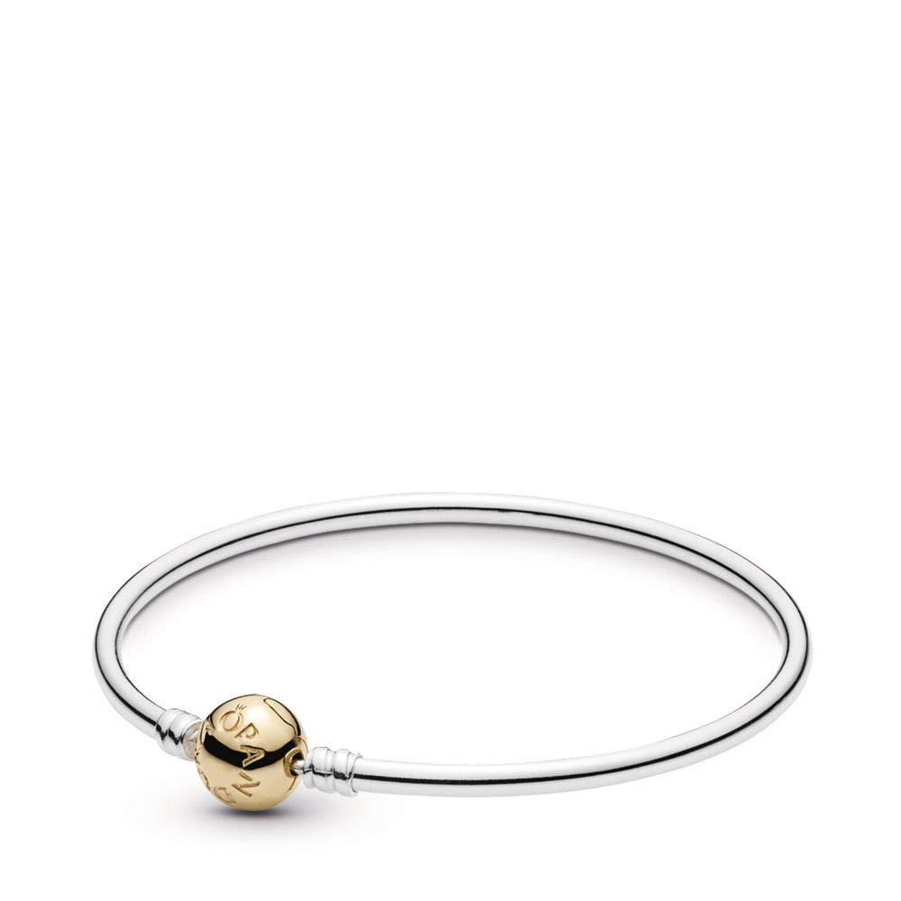 PANDORA Silver Bangle Charm Bracelet with 14K Gold Clasp, Sterling Silver, 7.5 IN - Walmart.com