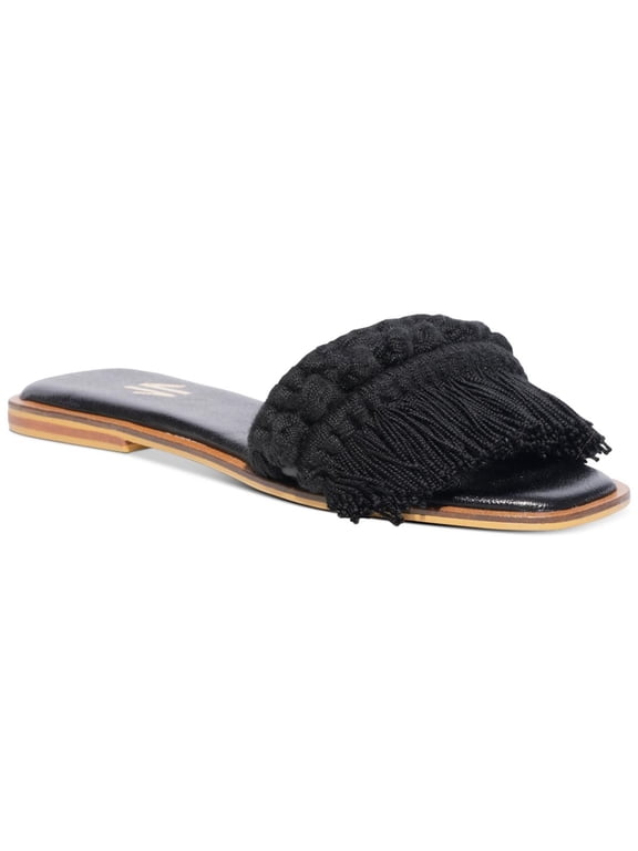 Womens Candy Fringe Leather Fringe Slide Sandals