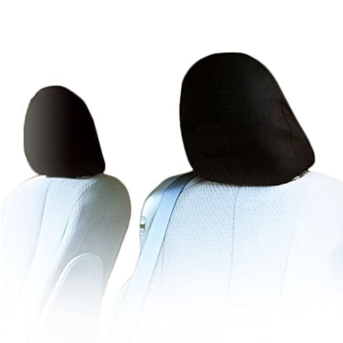 Yupbizauto Universal Headrest Covers for Cars & Trucks - Solid Black Polyester with Foam Backing - Set of 2 Durable, Stylish Headrest Protectors for Most Vehicle Models - Easy to Install