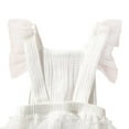 thumbnail image 3 of GYRATEDREAM Newborn Baby Girl Ruffle Lace Romper Toddler Fly Sleeve Cotton Splice Layered Bodysuit, White 0-3 Months, 3 of 9