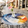 thumbnail image 6 of Oil Painting Round Tablecloth for 45-54 Inch Tables,Fitted Table Cover with Elastic Edge,Modern Abstract Colorful Smear Aesthetic Waterproof Outdoor Table Cloth Protector for Patio Garden Dinner, 6 of 9