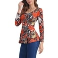 thumbnail image 4 of INSPIRAR CHIC Blusas de Mujer de Manga Larga con Estampado y Cuello Redondo Peplum S Multicolor-Serpiente, 4 of 6