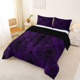 thumbnail image 2 of Homewish Hipple Halloween Skull Full Size Comforter Sets,Boho Damask Bedding Comforter Set,Purple Black,Black Reversible,3 Pieces,1 Comforter and 2 Pillowcases, 2 of 7