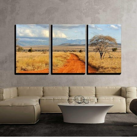 - wall26 - 3 Piece Canvas Wall Art - Beautiful Landscape with Tree in Africa - Modern Home Decor Stretched and Framed Ready to Hang - 16