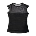 thumbnail image 5 of YLSDY Men's Sheer Mesh Panel Sleeveless Top, Slim Fit Transparent Tank with Solid Underlayer for Night Out Black Free Size, 5 of 7