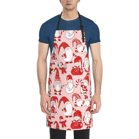 

Vsdgher Gnome Merry Christmas Waterproof Apron with 2 Pockets Kitchen Chef Aprons Bibs for Grooming Cooking Baking Painting Gardening