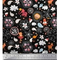 thumbnail image 1 of Soimoi Polyester Crepe Fabric Water Drop,Floral & Cute Animals Cartoon Print Sewing Fabric Yard 42 Inch Wide, 1 of 1