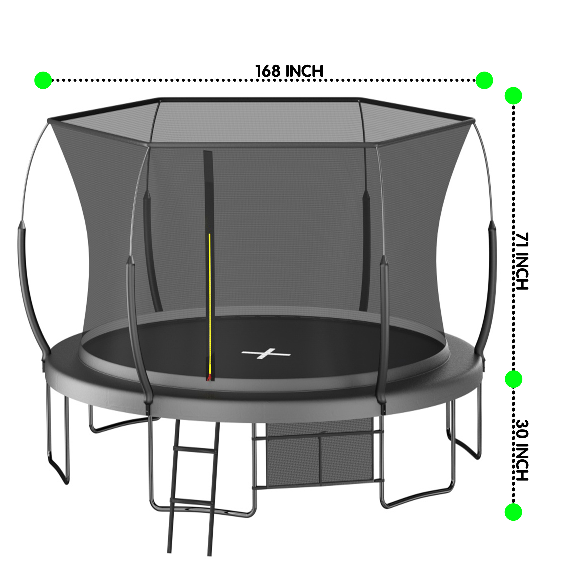 EUROCO 1500LBS Springfree 14FT Trampoline with Ladder and Storage Bag for Kids and Adults, No Gap Outdoor Trampoline for Backyard