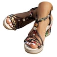 thumbnail image 1 of DXOUPM Womens Sandals Round Toe Comfortable Wedge Sandals Open Toe Ladies Sandals Dressy, 1 of 3
