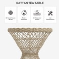 thumbnail image 3 of Boho Round Wicker Outdoor Coffee Table, 17.7" Diameter PE Rattan Side Table with Tempered Glass Top and Steel Frame, Light Brown Accent Table for Patio, Garden and Balcony, 3 of 7