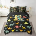 thumbnail image 2 of Manfei Initial Letter R Bedding Comforter Set 7 Pieces,Cute Dinosaur King Bedding Sets,Pink Black Bed Sheets For Boys,Breathable Bedroom Decoration Reversible, 2 of 7