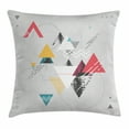 thumbnail image 1 of Abstract Decor Throw Pillow Cushion Cover, Geometric Modern Design with Triangle and Typed Detailed Artwork, Decorative Square Accent Pillow Case, 20 X 20 Inches, Red Grey and White, by Ambesonne, 1 of 2