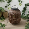 thumbnail image 4 of JONATHAN Y Nara 20.5" Modern Global Faux Rattan Integrated Indoor/Outdoor LED Solar Powered Lantern, Light Brown/Black, JYL2600B, 4 of 4